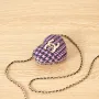 Embroidered peach heart fabric and leather