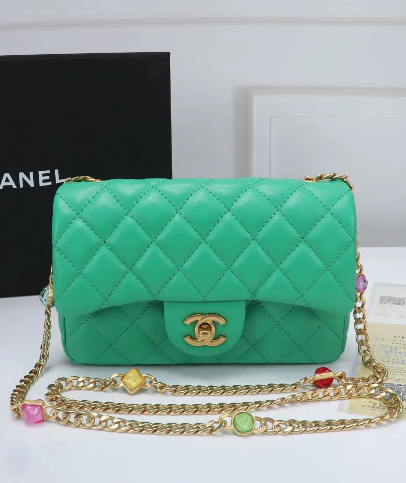 Chanel Stone Chain Bag Size: 21/13/6 Style: 611