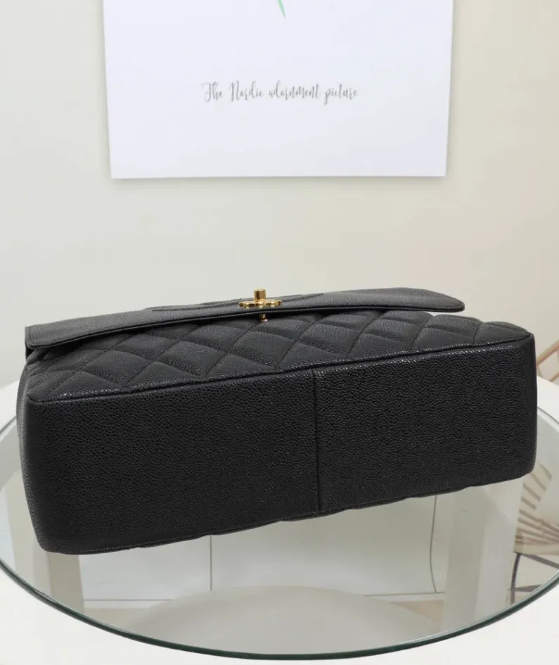Chanel One Shoulder Crossbody Gold Buckle Size:33*23*9