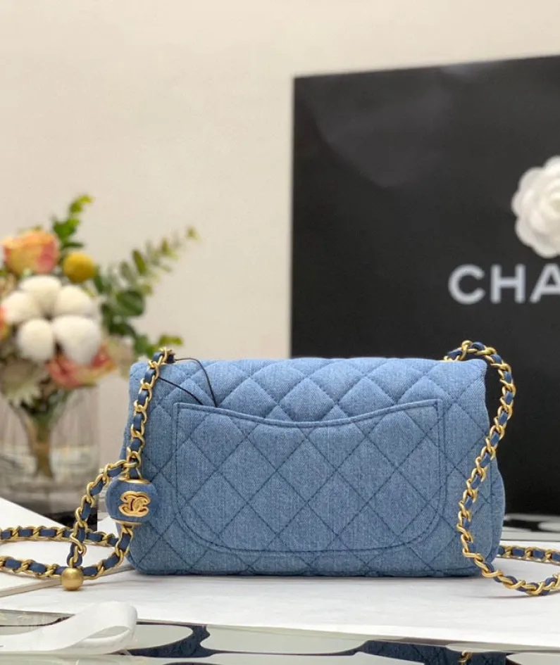 Denim Denim Golden Ball Bag Size: 18cm*20cm