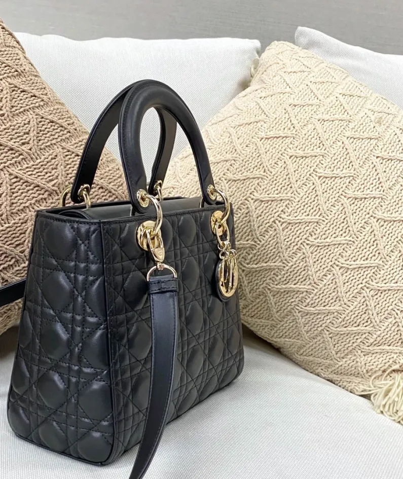Dior Lady Dior in five-compartment lambskin detail