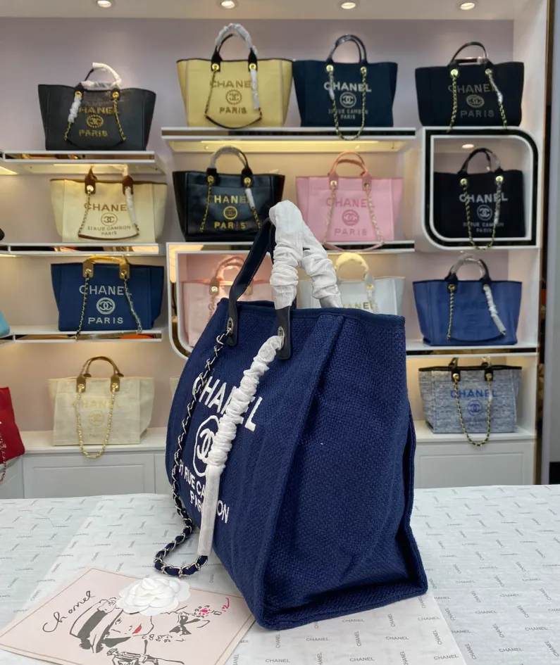 Chanel Shoulder Bag Size: 38*20*30cm Style: 8818 Dark Blue Denim