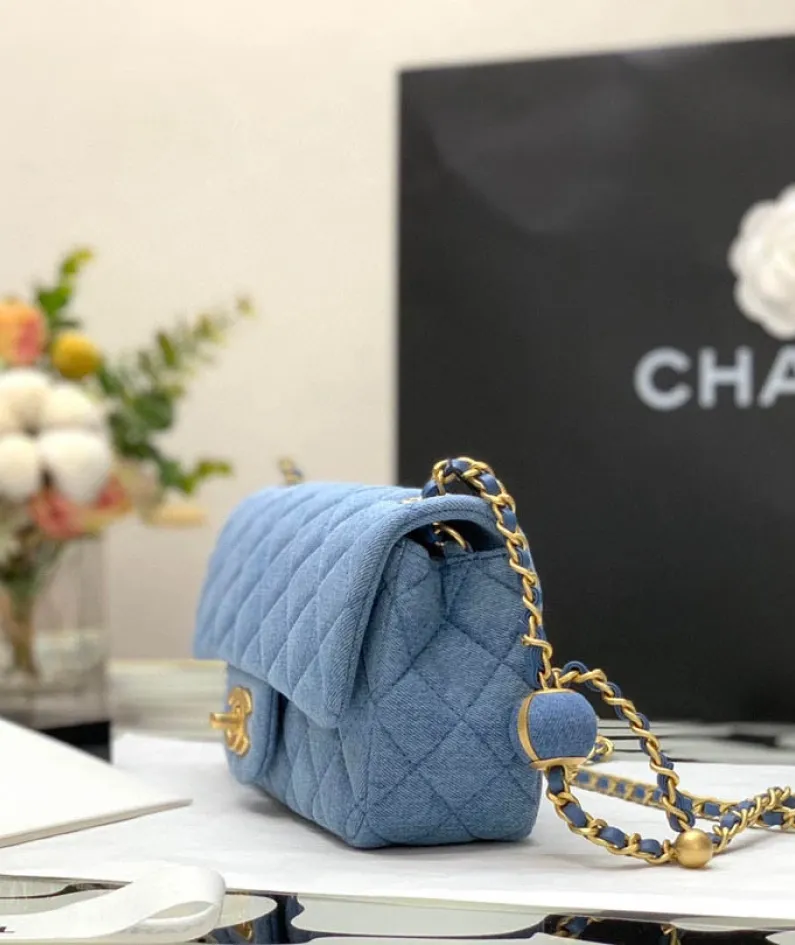 Denim Denim Golden Ball Bag Size: 18cm*20cm