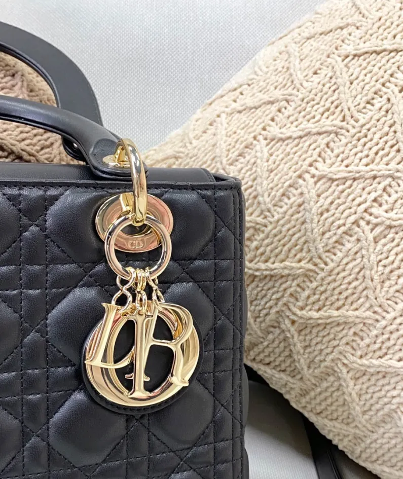 Dior Lady Dior in five-compartment lambskin detail