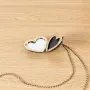 Embroidered peach heart fabric and leather