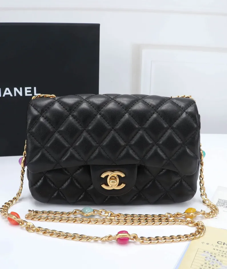 Chanel Stone Chain Bag Size: 21/13/6 Style: 611