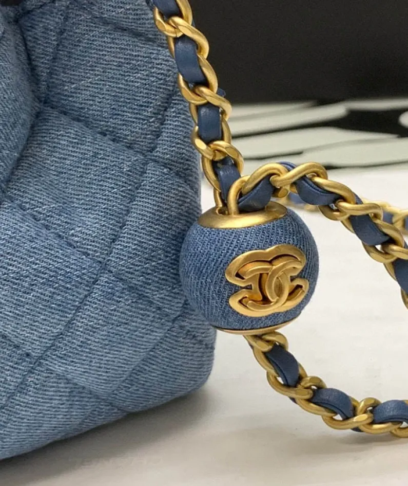 Denim Denim Golden Ball Bag Size: 18cm*20cm
