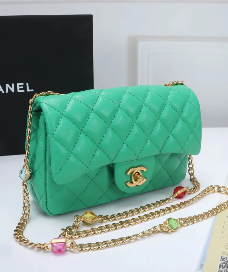 Chanel Stone Chain Bag Size: 21/13/6 Style: 611