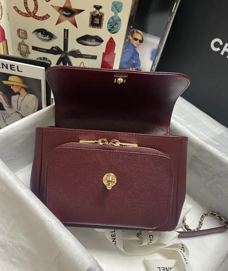 CHANEL Pearl Ball Size: 19x7x14cm Style Number: 93749 Deep Maroon