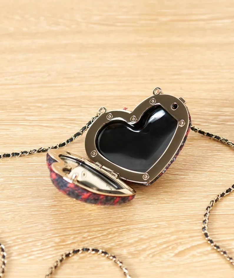 Embroidered peach heart fabric and leather