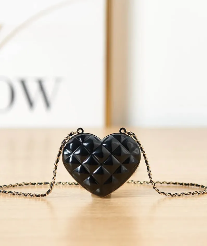 Embroidered peach heart fabric and leather