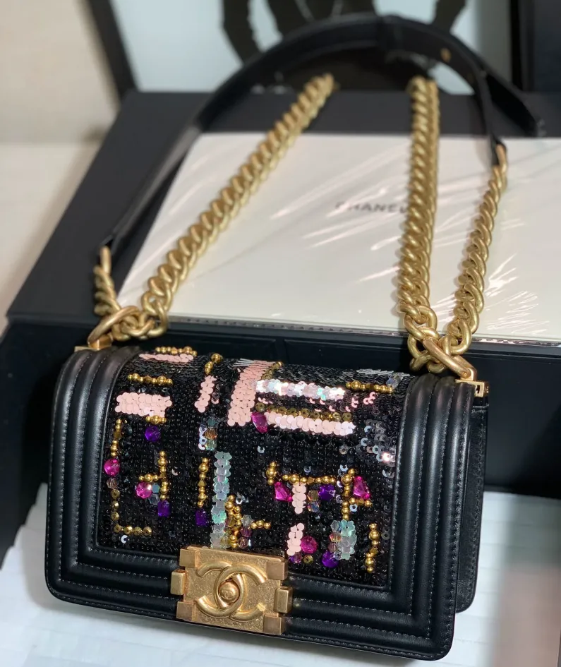 Chanel slip gold buckle