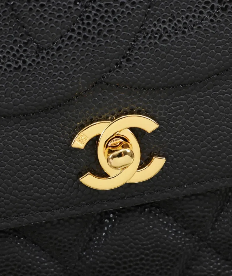 Chanel One Shoulder Crossbody Gold Buckle Size:33*23*9