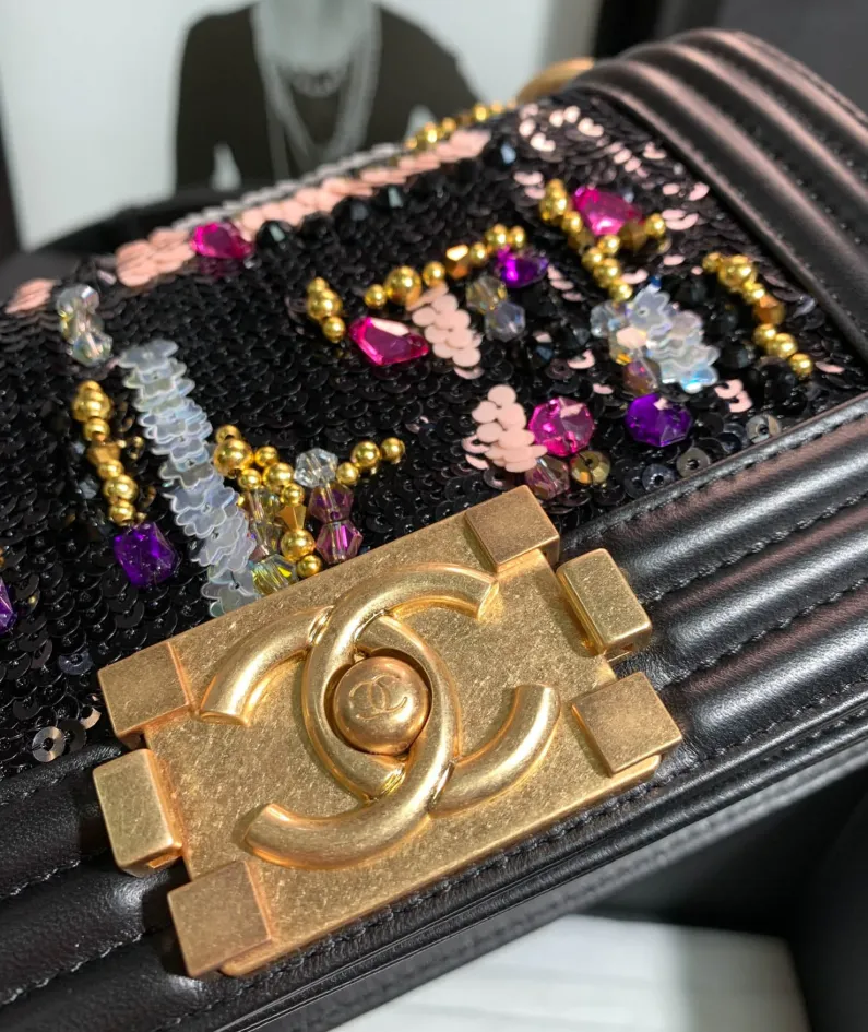 Chanel slip gold buckle