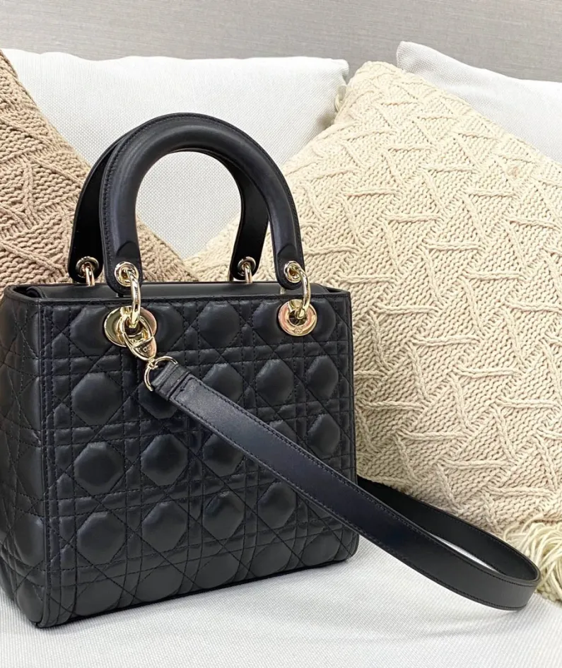 Dior Lady Dior in five-compartment lambskin detail