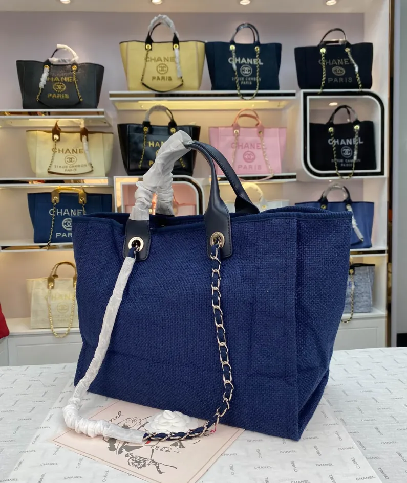 Chanel Shoulder Bag Size: 38*20*30cm Style: 8818 Dark Blue Denim