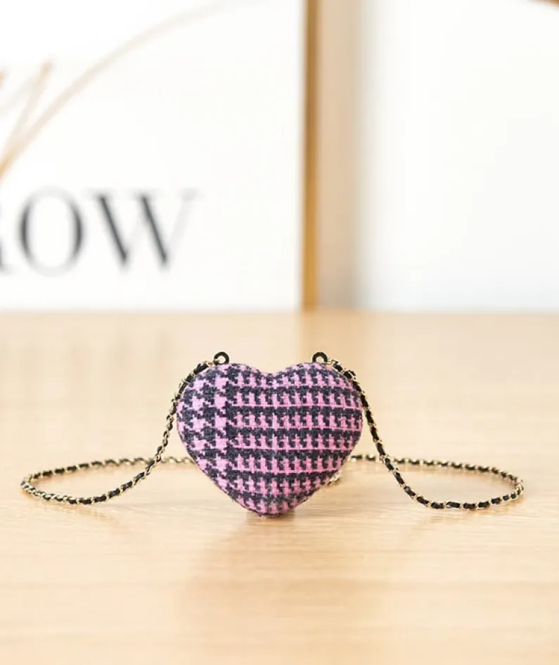Embroidered peach heart fabric and leather