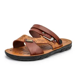 Season Fashion Men's Beach Leather Sandals