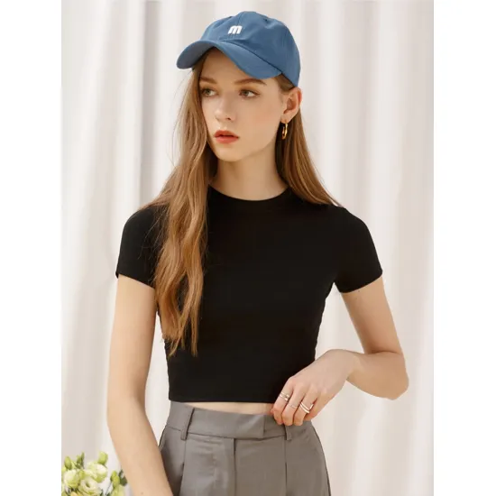 Women Summer Casual Fashion Solid Modal Short Sleeve T-Shirt Basic O-Neck Tops  White Black Skinny Tees