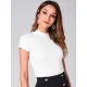 Women Summer Casual Simple Solid Short Sleeve T-Shirt Basic O-Neck Tops Fashion White Skinny Tees