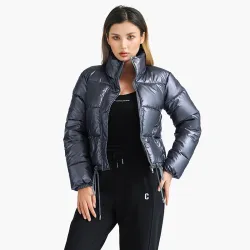  Winter Puffer Jacket Coat For Women Fashion Thick Short Parka Casual Solid Outdoor Warm Fluffy Outwear With Pleated