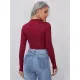 Solid Skinny Basic Women Long Sleeve T-shirt Casual Solid Fashion Warm Crop Tops O-Collar Soft Slim Bare Midriff Tees