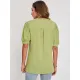 Women Summer Fashion Casual Solid T-Shirt With Puff Sleeve Basic V-Neck Tops Loose Tees