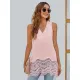 Summer Casual Solid Lace Trim Extender Sleeveless Chiffon Tank Tops For Women Temperament Commuter Office Blouse