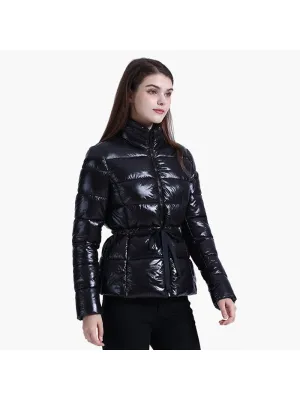  Winter Casual Short Parkas With Belt Thick Puffer Jackets Coats For Women Fashion Windproof Waterproof Warm Outerwear