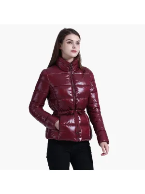  Winter Thick Puffer Jackets For Women Short Parkas With Belt Fashion Casual Coats   Windproof Waterproof Warm Outerwear