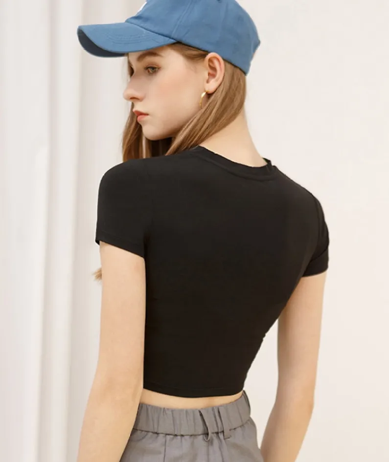 Women Summer Casual Fashion Solid Modal Short Sleeve T-Shirt Basic O-Neck Tops  White Black Skinny Tees