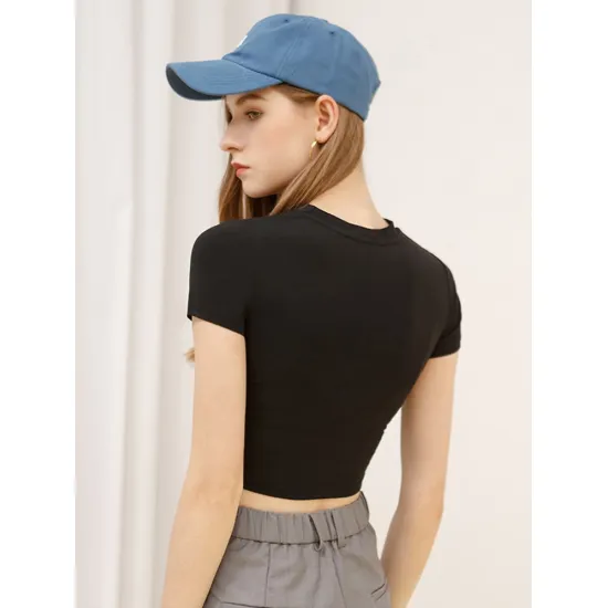 Women Summer Casual Fashion Solid Modal Short Sleeve T-Shirt Basic O-Neck Tops  White Black Skinny Tees