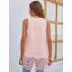 Summer Casual Solid Lace Trim Extender Sleeveless Chiffon Tank Tops For Women Temperament Commuter Office Blouse