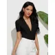 Women Summer Casual Solid Basic Black Blue Skinny Bodysuit  Lady Fashion V-neck Short Sleeve Rompers Jumpsuits Bodycon Tops Tees