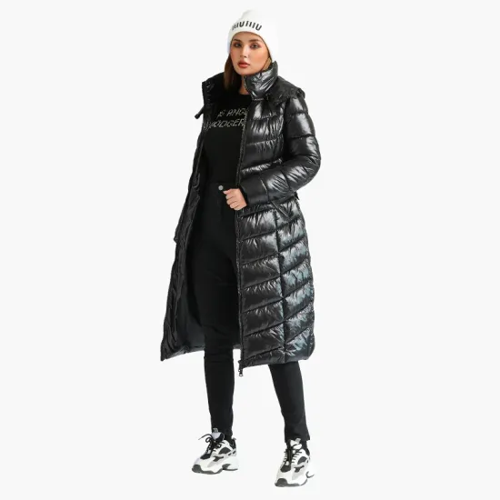  Winter Windproof Long Parkas Coats For Women Casual Black Thick Warm Puffer Jackets With Belt Fashion Hooded Outerwear