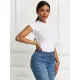 Women Summer Casual Solid Basic Skinny Bodysuit  Lady Fashion O-neck Short Sleeve Rompers Jumpsuits Bodycon Tops Tees