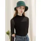 Women Black Sexy Asymmetrical Transparent Gauze Lace Tops Patchwork Long Sleeve T-shirt Stand Collar Mesh Slim Tees