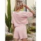 Women Summer Pink Athleisure Short Sleeve T-Shirt Two Piece Suit With Shorts Casual Fashion Loose Athflow Style Set