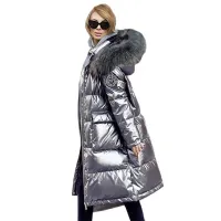  2021 Women New  Winter Thicken Warm Long Parka Coat  Hooded Fashion Design With Fur Collar Long-Sleeved Slim-fit Padded