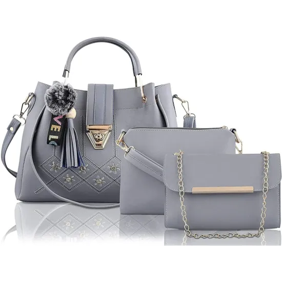 Fargo Women Grey Hand-held Bag - Extra Spacious  (Pack of: 3)