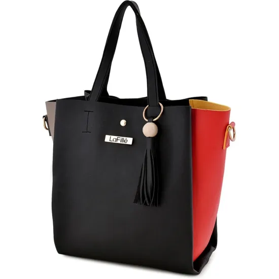 LaFille Women Black Hand-held Bag - Regular Size  (Pack of: 2)