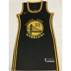Women Golden Warriors 30 Stephen Curry Dress Stitched Jersey Black