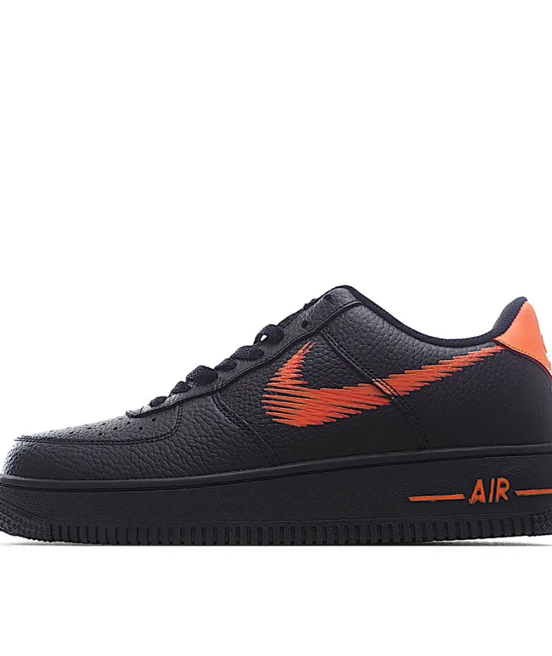 Nike Air Force 107 Black & Orange Low Top