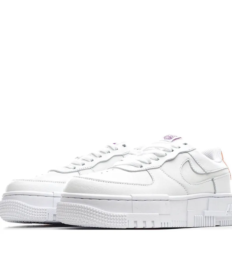 Nike Air Force 107 Low-Top Sneakers White and Orange Reflective Hook