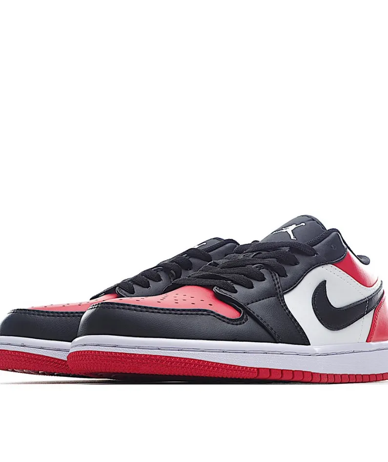 Air Jordan 1 Low Low Top Retro Culture Basketball Shoes Black Red Toe