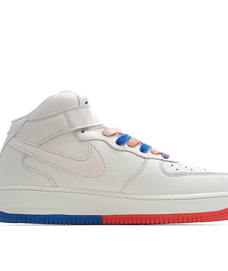 Nike Air Force 1 Mid07 Beige Blue Sneakers 3M Reflective