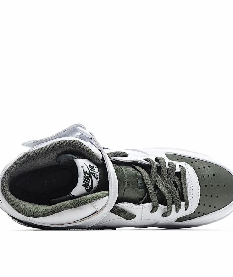 Nike Air Force 1 MID White and Green Mid-Top Sneakers