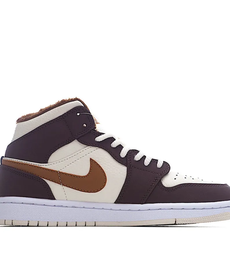 Air Jordan 1 Mid AJ1 Mid Basketball Shoes Beige Brown