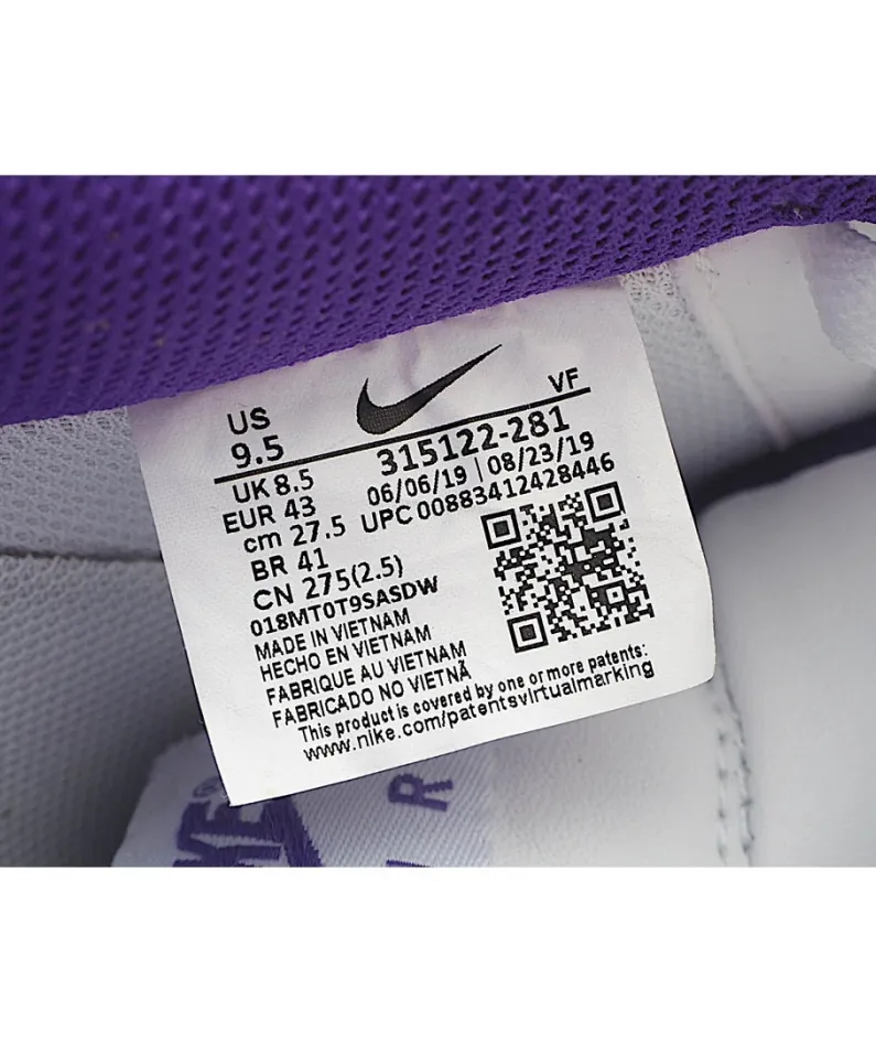NikeAir Force 107 Low White Deep Purple Low Top