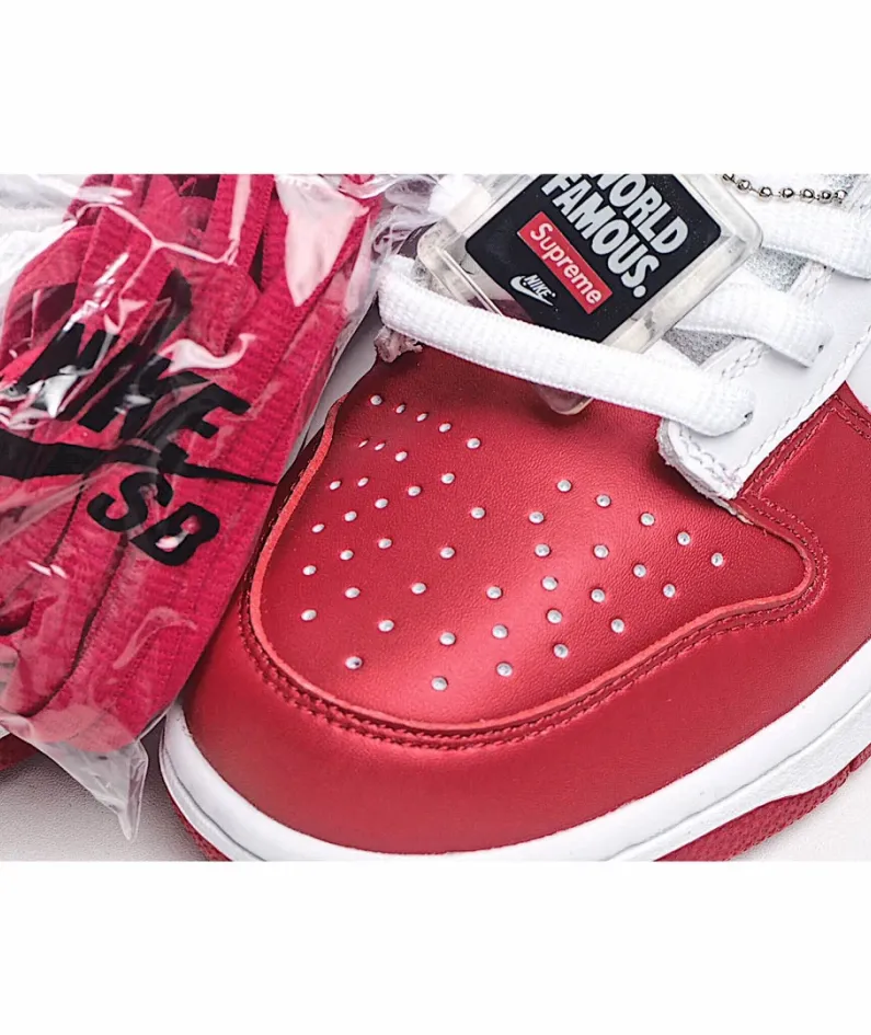Nike Supreme X Dunk SB Low White Red